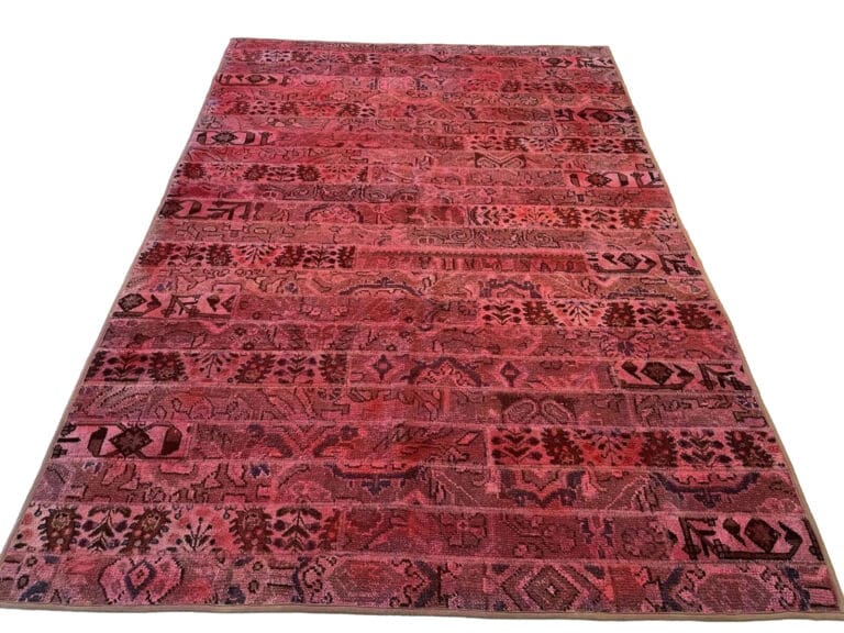 Patchwork Oriental Rug — hand-knotted, 242 × 168 cm, Wool