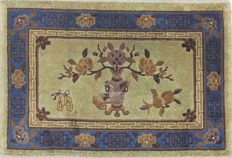 Antique Silk Chinese Rug, 75 × 55 cm