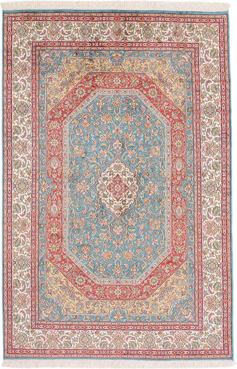 Kashmir Indian Rug — hand-knotted, 123 × 186 cm, Silk