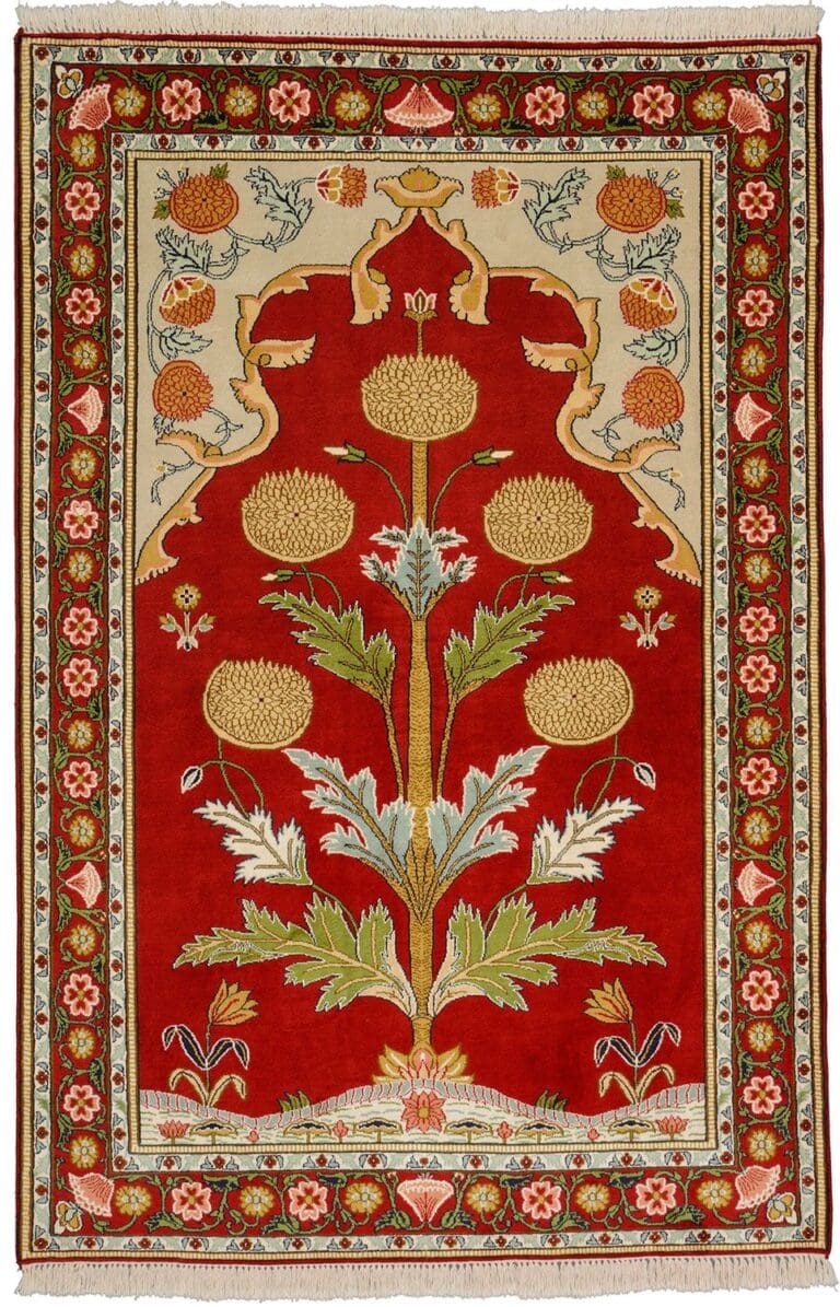 Kashmir Indian Rug 128 × 190 cm, Wool & Silk, hand-knotted
