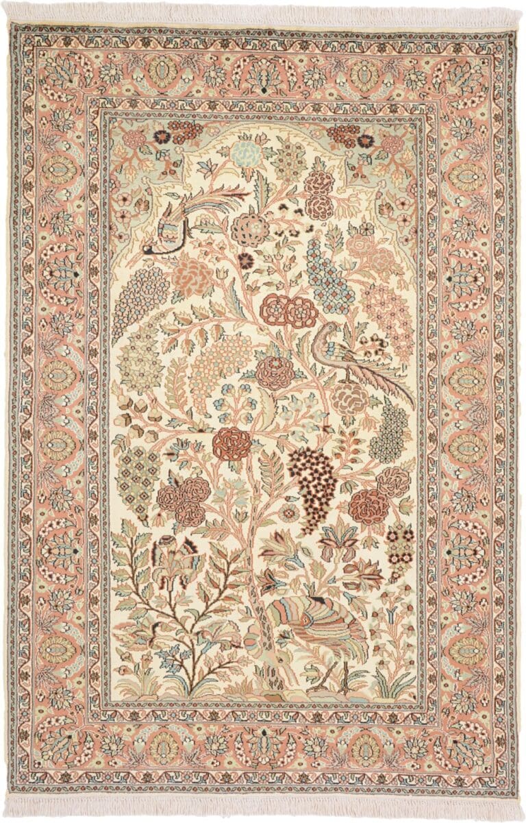 Kashmir Indian Rug — hand-knotted, 128 × 189 cm, Wool & Silk