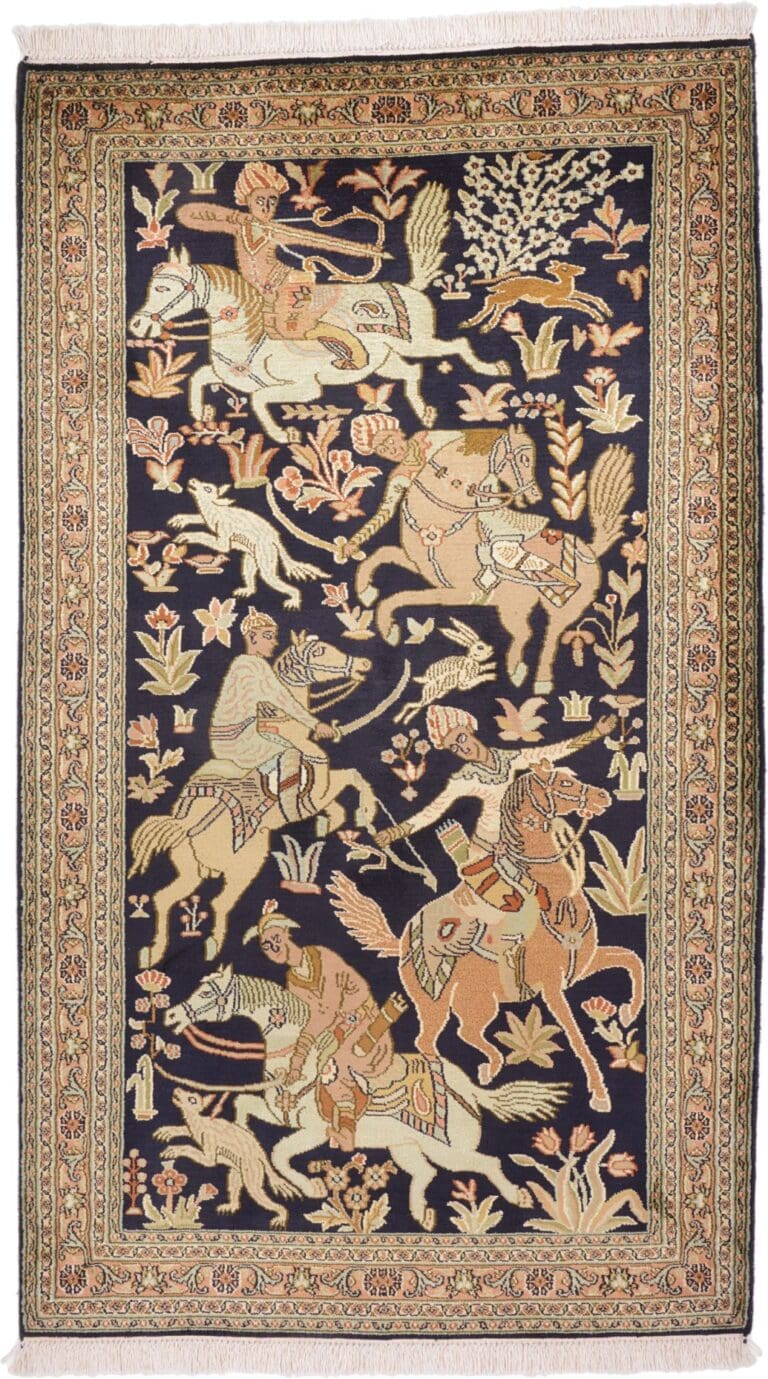 Kashmir Indian Rug 85 × 141 cm, Wool & Silk, hand-knotted