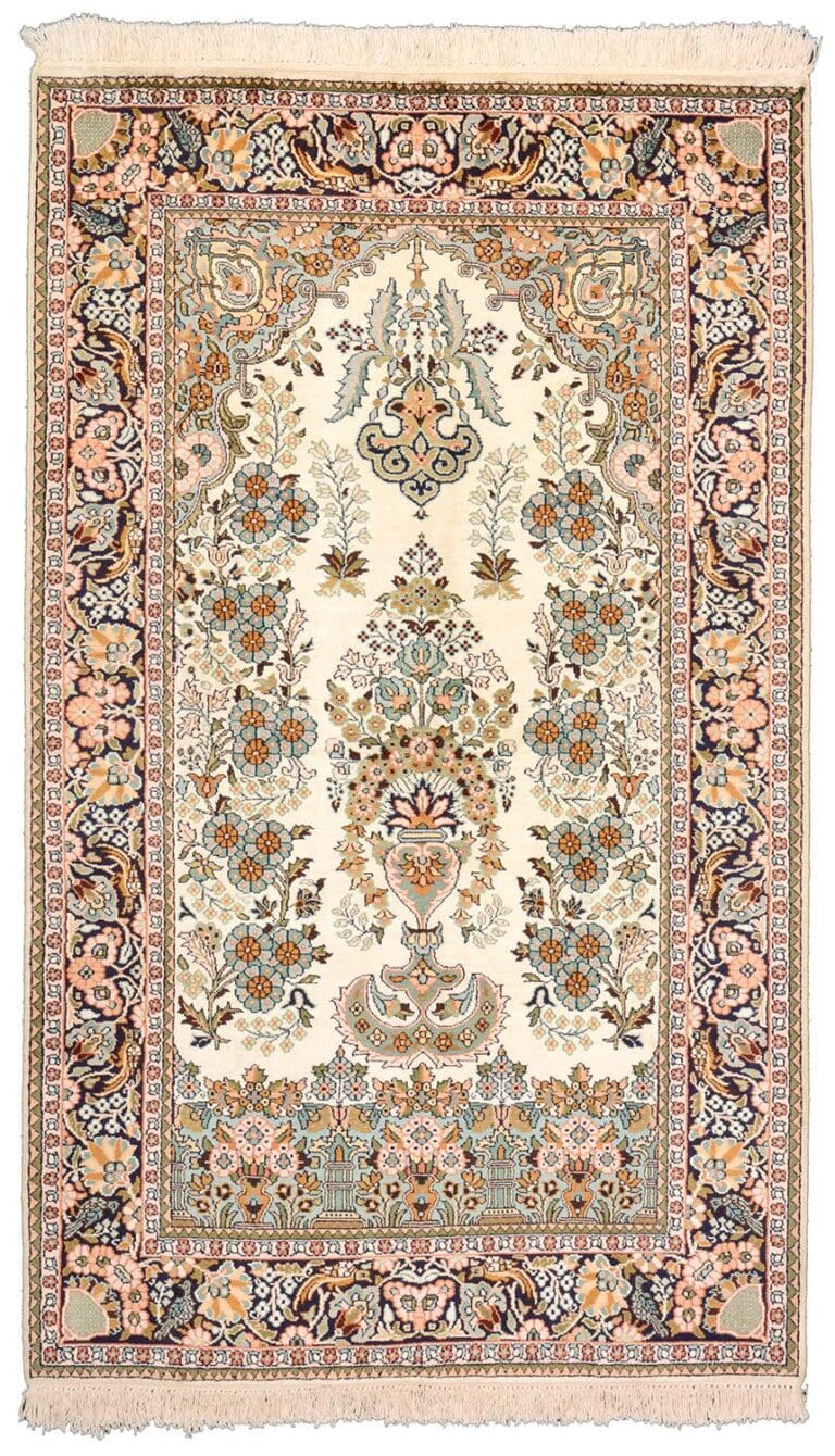 Kashmir Indian Rug 95 × 156 cm, Wool & Silk, hand-knotted