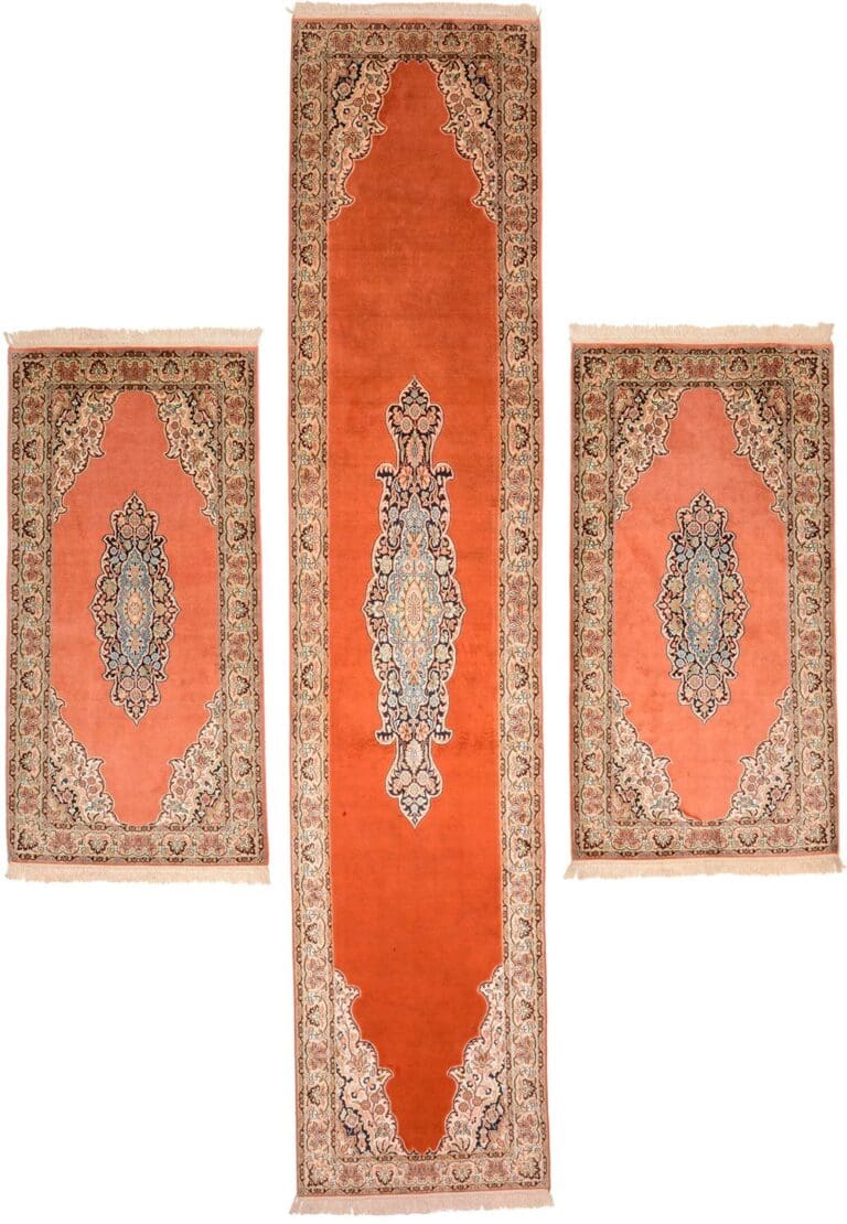 Hand-Knotted Wool Kashmir Indian Rug, 72 × 330 cm