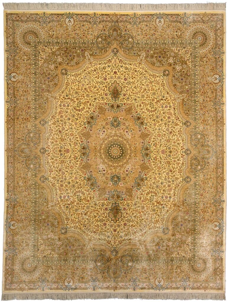 Hand-Knotted Silk Hereke Chinese Rug, 249 × 311 cm