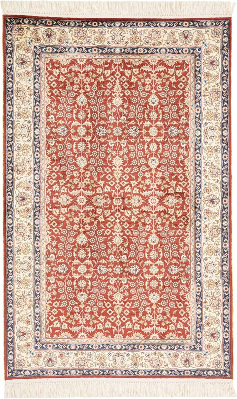 Hand-Knotted Wool & Silk Hereke Chinese Rug, 80 × 124 cm