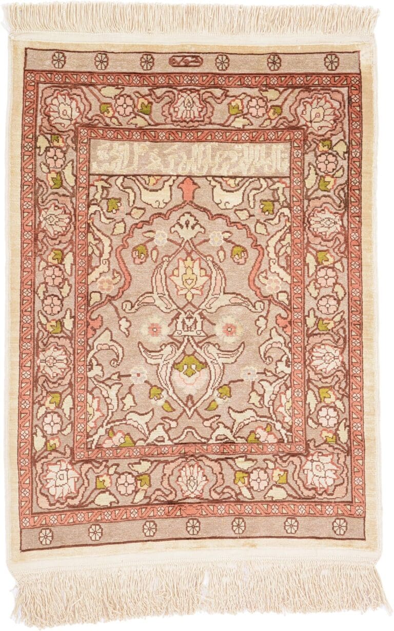 Hereke Turkish Rug — hand-knotted, 50 × 68 cm, Silk