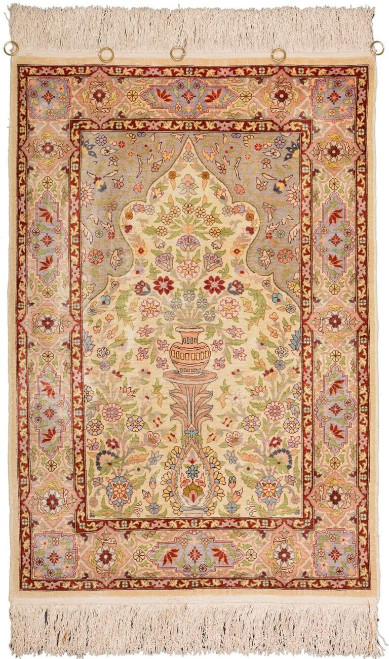 Hereke Turkish Rug 68 × 96 cm, Silk, hand-knotted