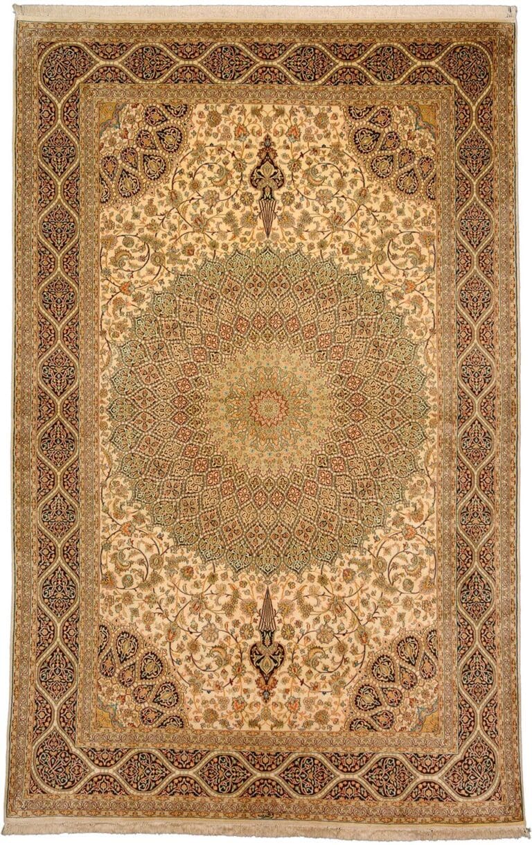 Kashmir Indian Rug — hand-knotted, 185 × 285 cm, Silk