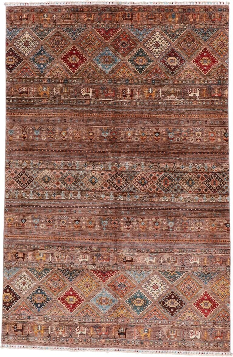 Hand-Knotted Wool Samarkand Pakistani Rug, 204 × 307 cm