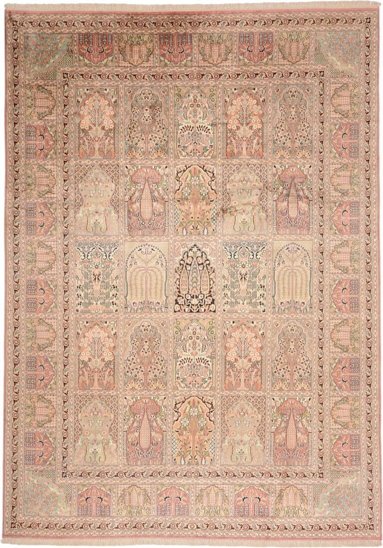 Kashmir Indian Rug 218 × 304 cm, Wool & Silk, hand-knotted