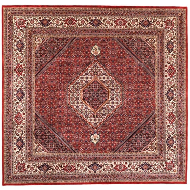 Hand-Knotted Wool Bijar Indian Rug, 246 × 252 cm
