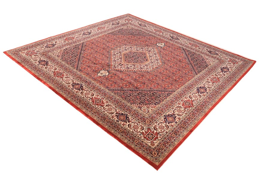 Hand-Knotted Wool Bijar Indian Rug, 246 × 252 cm