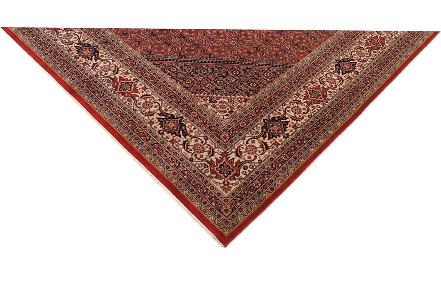 Hand-Knotted Wool Bijar Indian Rug, 246 × 252 cm