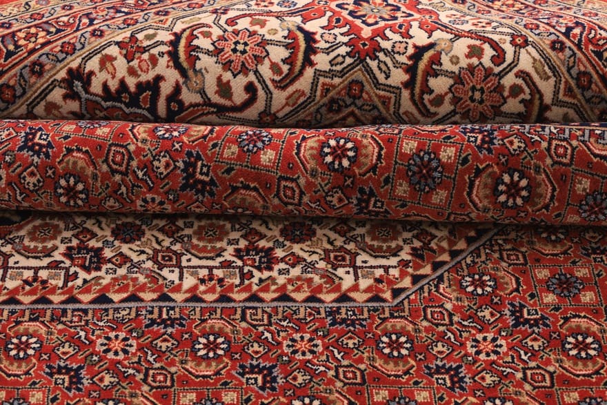 Hand-Knotted Wool Bijar Indian Rug, 246 × 252 cm