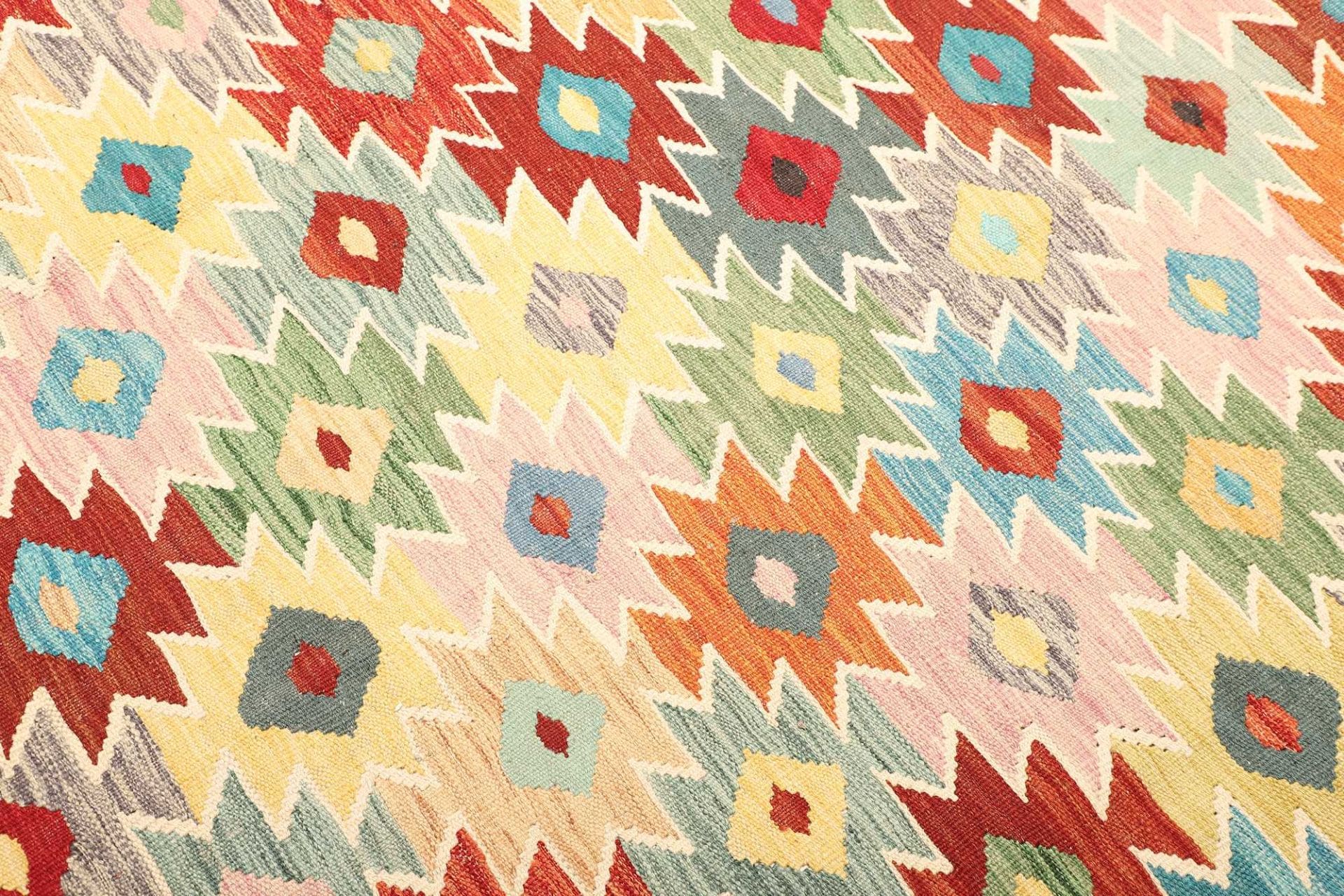 handgewebter-afghan-kelim-256-x-347-cm-geometrisches-muster-schurwolle-3 Kilim Afghan Rug — hand-woven, 256 × 347 cm, Wool