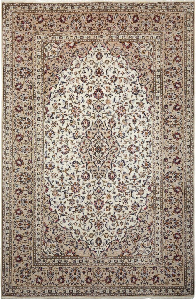 kashan-teppich-203-x-305-cm-schurwolle-florales-muster-handgeknupft Hand-Knotted Wool Kashan Persian Rug, 203 × 305 cm