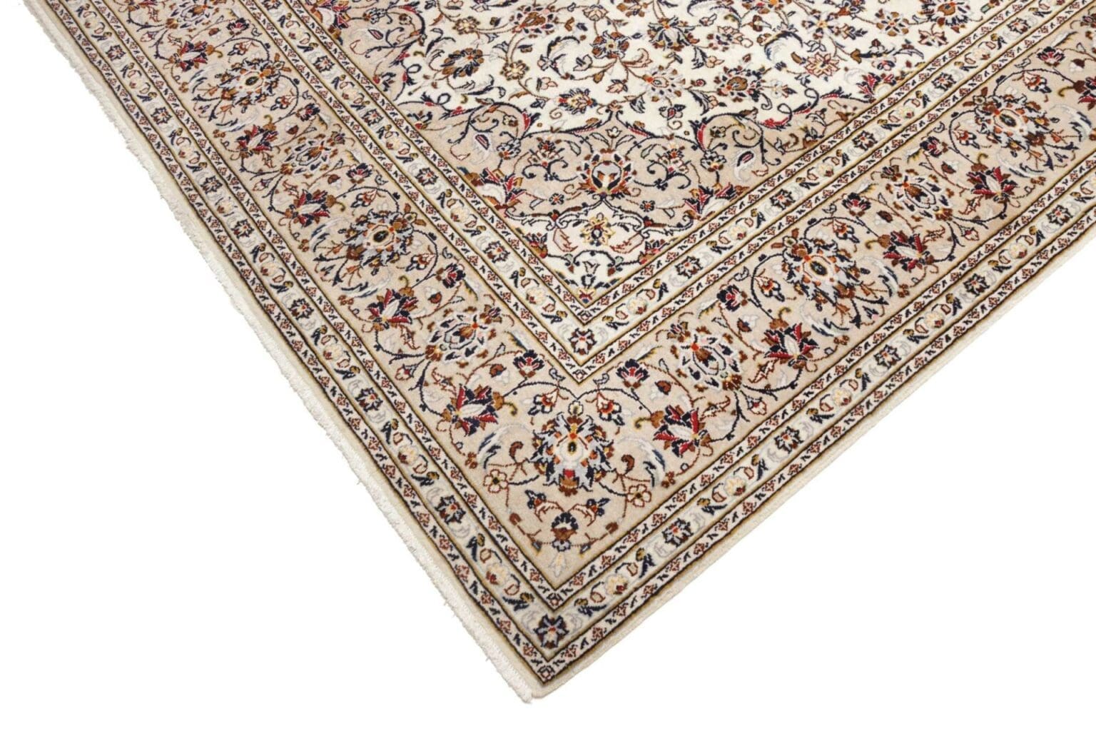 kashan-teppich-203-x-305-cm-schurwolle-florales-muster-handgeknupft-6 Hand-Knotted Wool Kashan Persian Rug, 203 × 305 cm – view 7