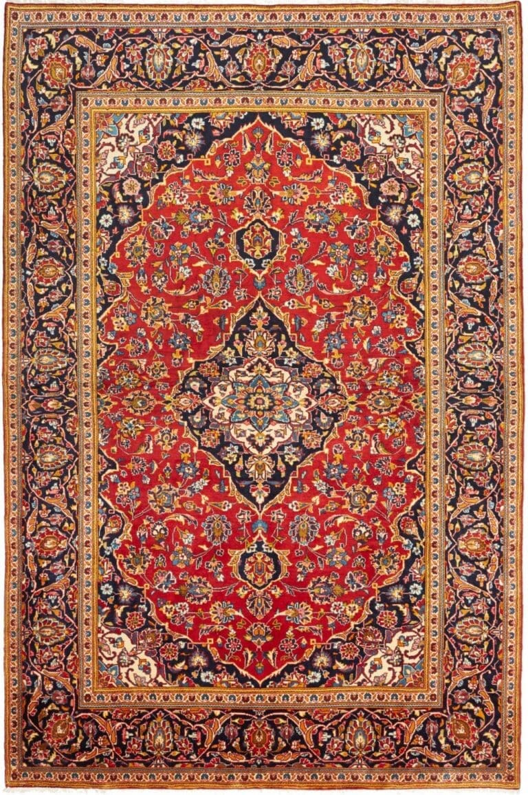 Hand-Knotted Wool Kashan Persian Rug, 200 × 300 cm