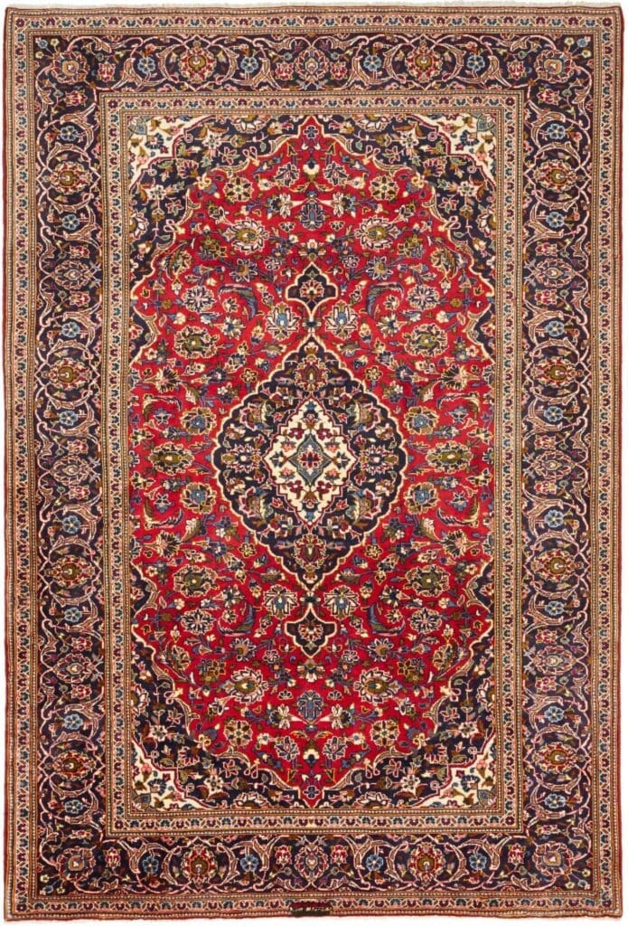 Hand-Knotted Wool Kashan Persian Rug, 208 × 304 cm