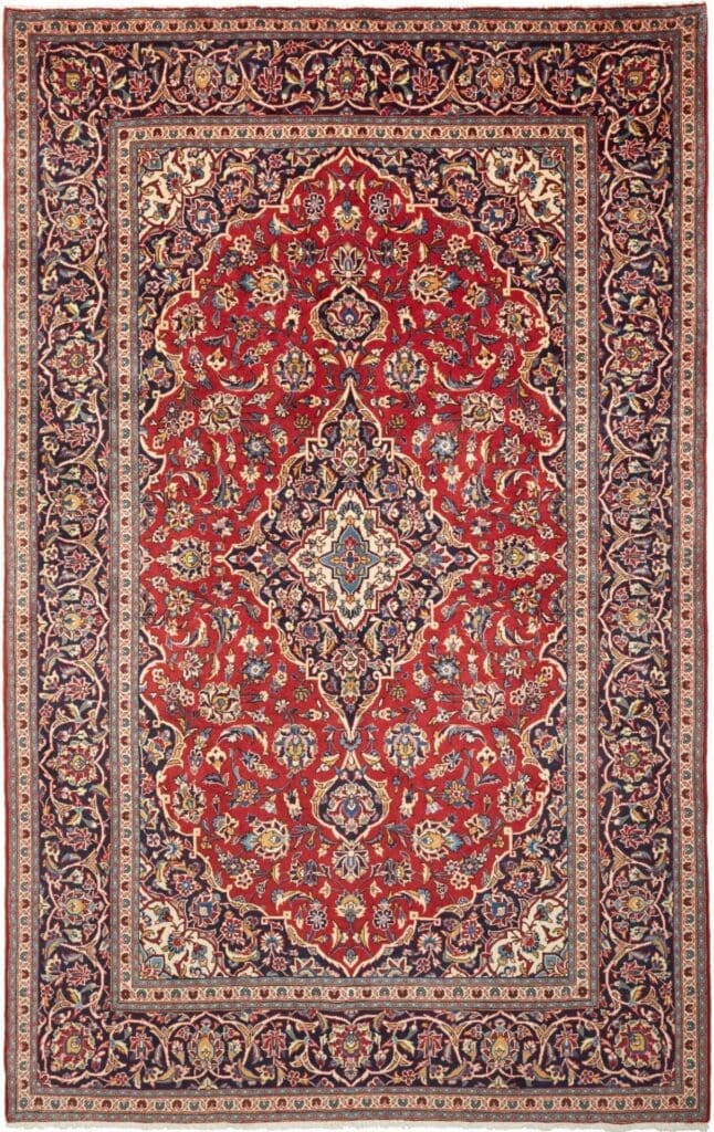 Hand-Knotted Wool Kashan Persian Rug, 197 × 310 cm