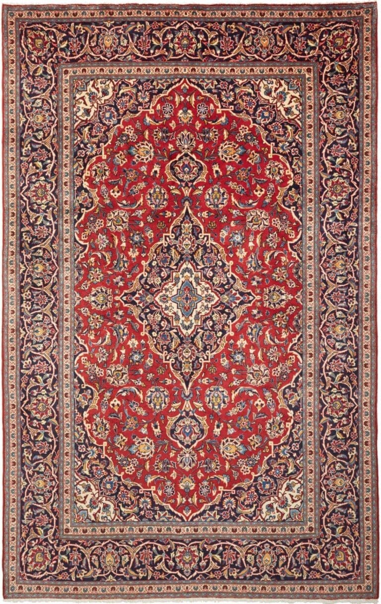 Hand-Knotted Wool Kashan Persian Rug, 197 × 310 cm