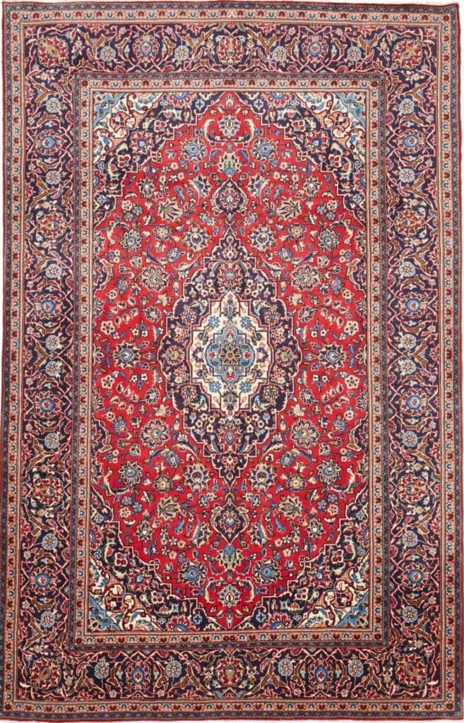 Hand-Knotted Wool Kashan Persian Rug, 203 × 312 cm