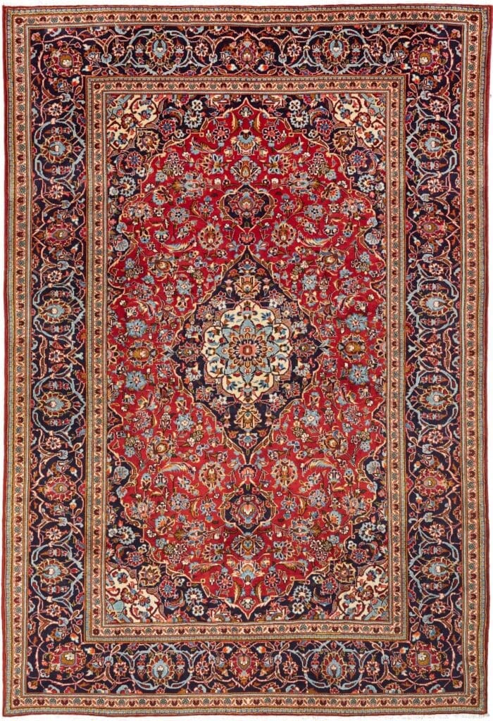 Hand-Knotted Wool Kashan Persian Rug, 206 × 300 cm