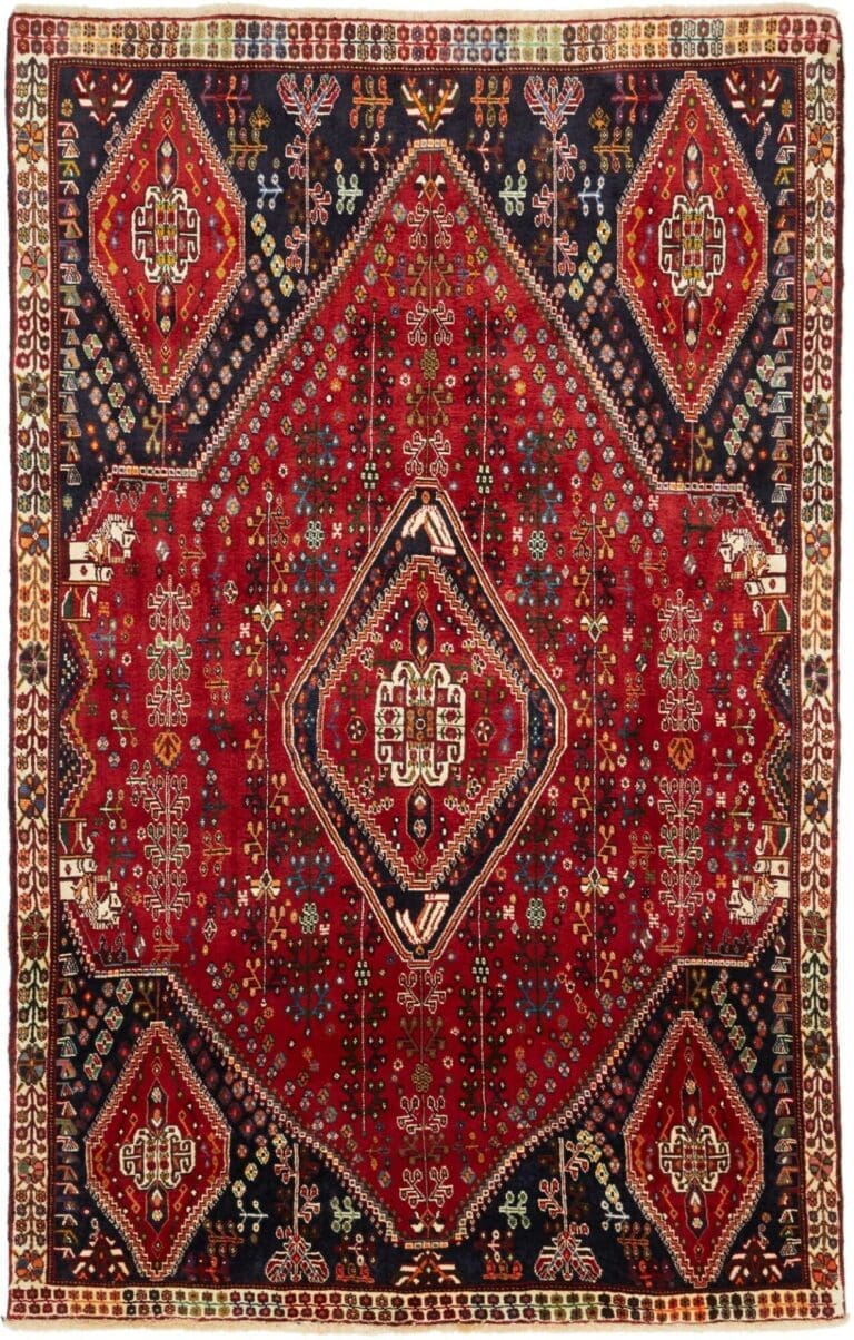 Hand-Knotted Wool Qashqai Persian Rug, 166 × 260 cm