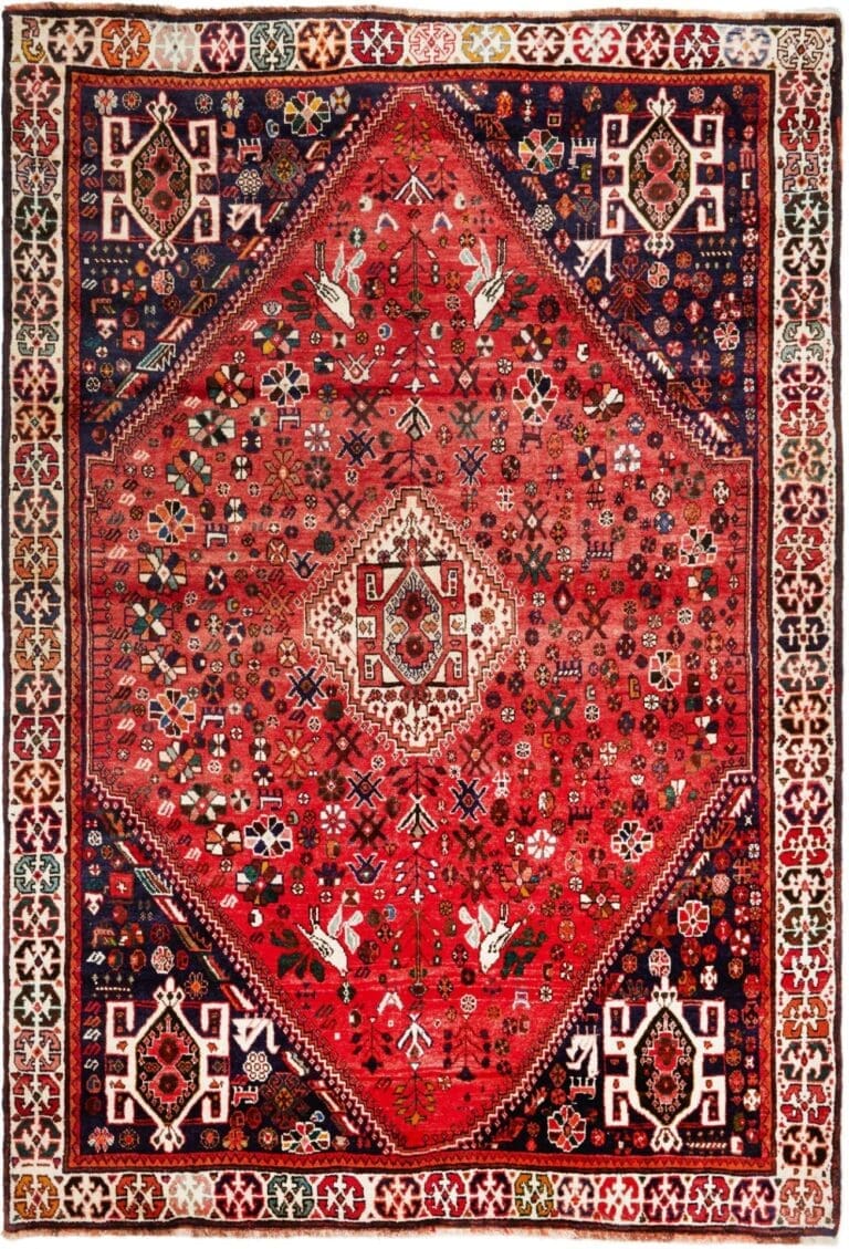 Hand-Knotted Wool Qashqai Persian Rug, 175 × 250 cm
