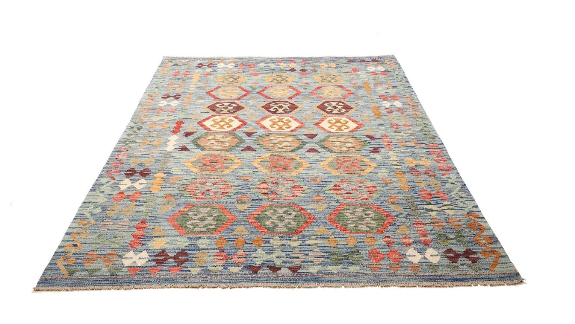 Hand-Woven Wool Kilim Pakistani Rug, 173 × 230 cm