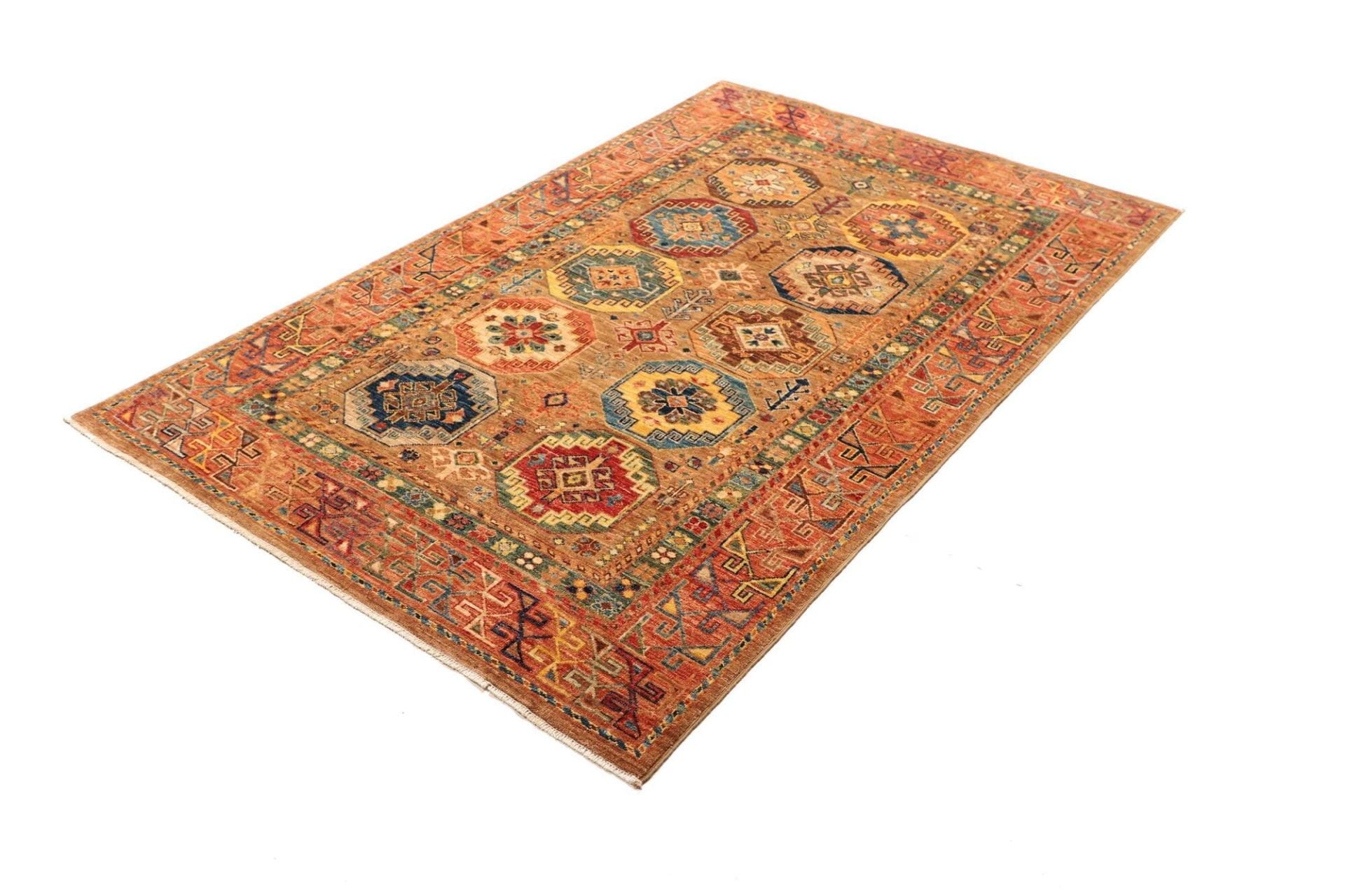 Hand-Knotted Wool Samarkand Pakistani Rug, 125 × 190 cm