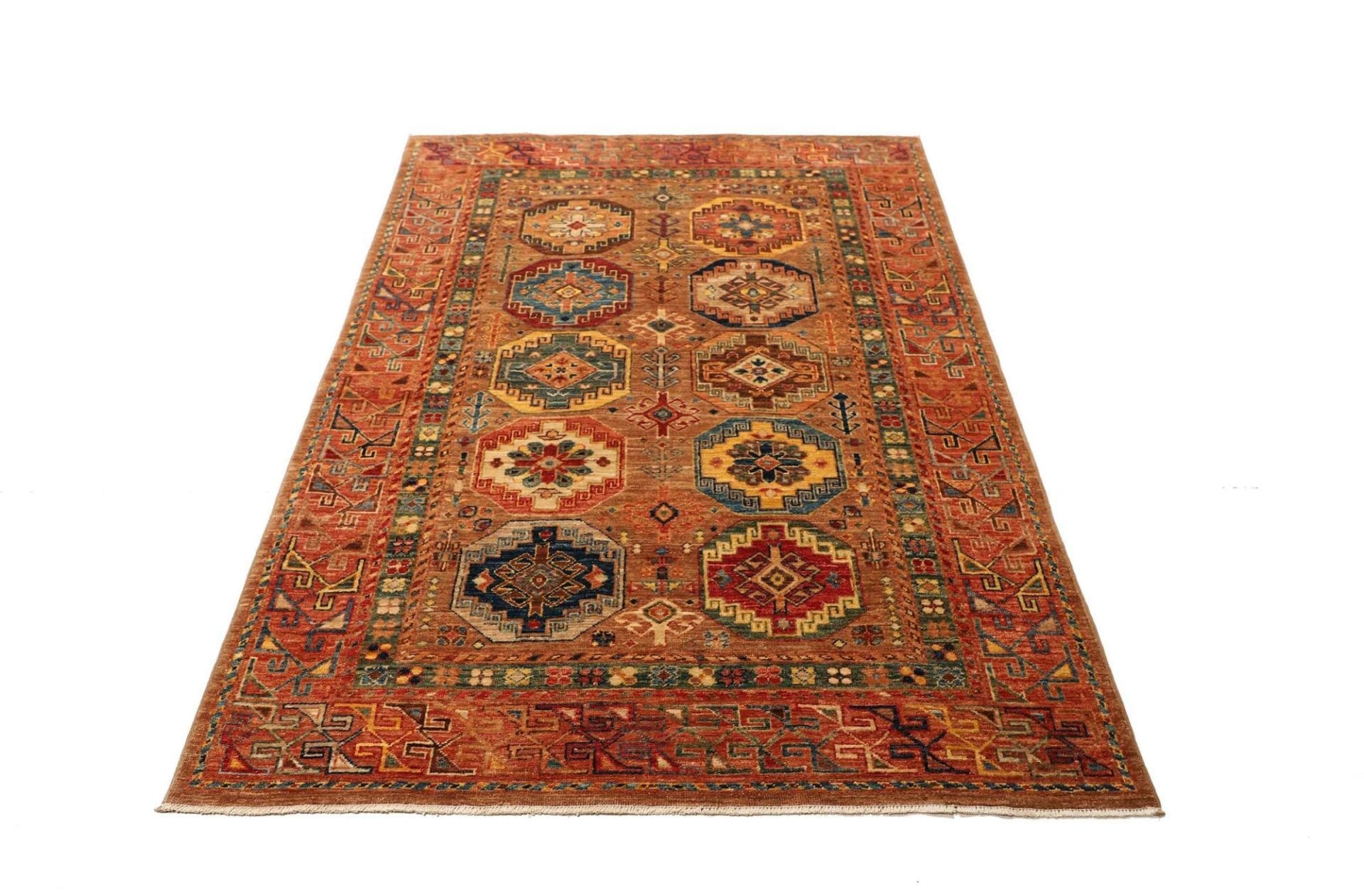 Hand-Knotted Wool Samarkand Pakistani Rug, 125 × 190 cm