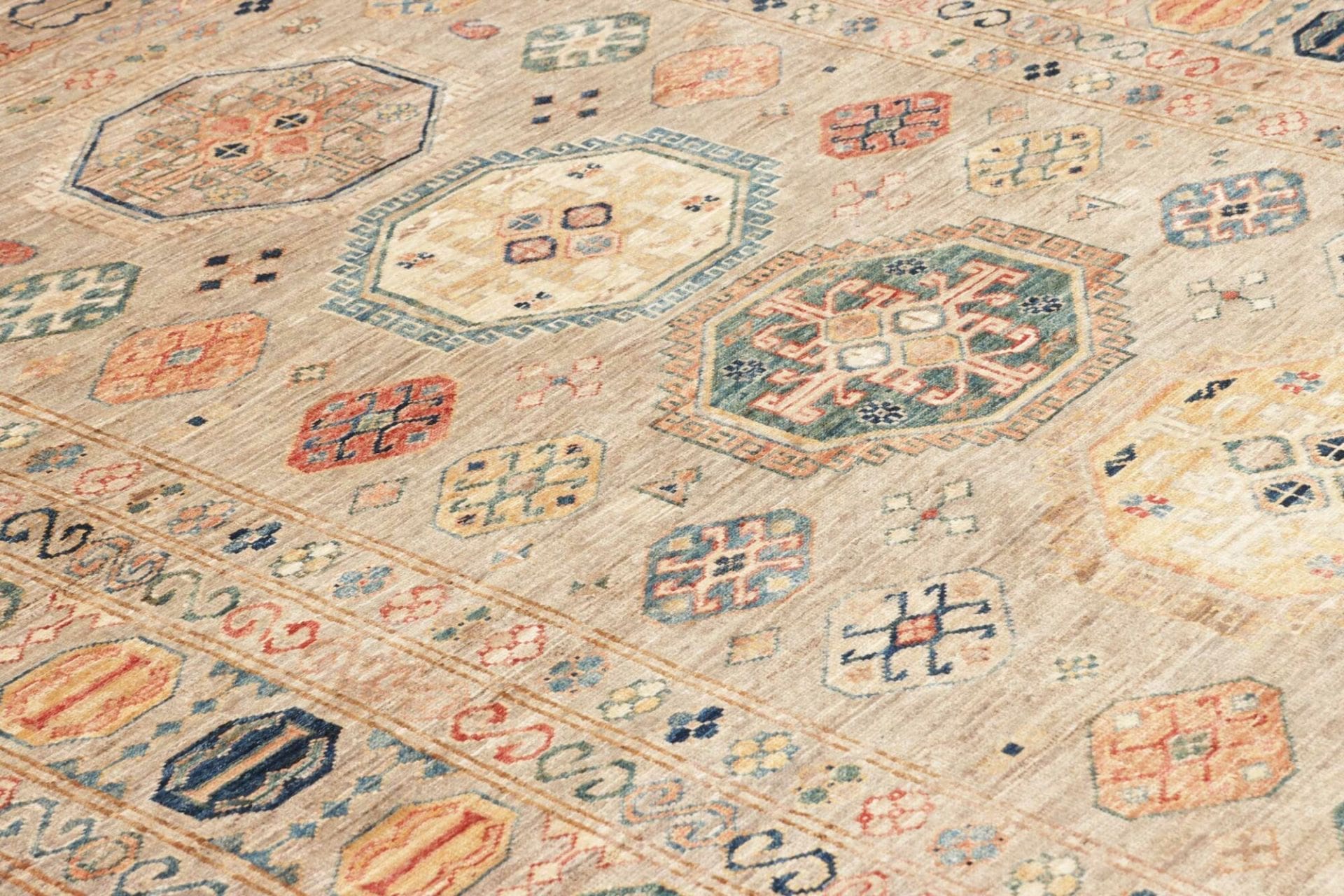 Hand-Knotted Wool Kazak Pakistani Rug, 153 × 209 cm