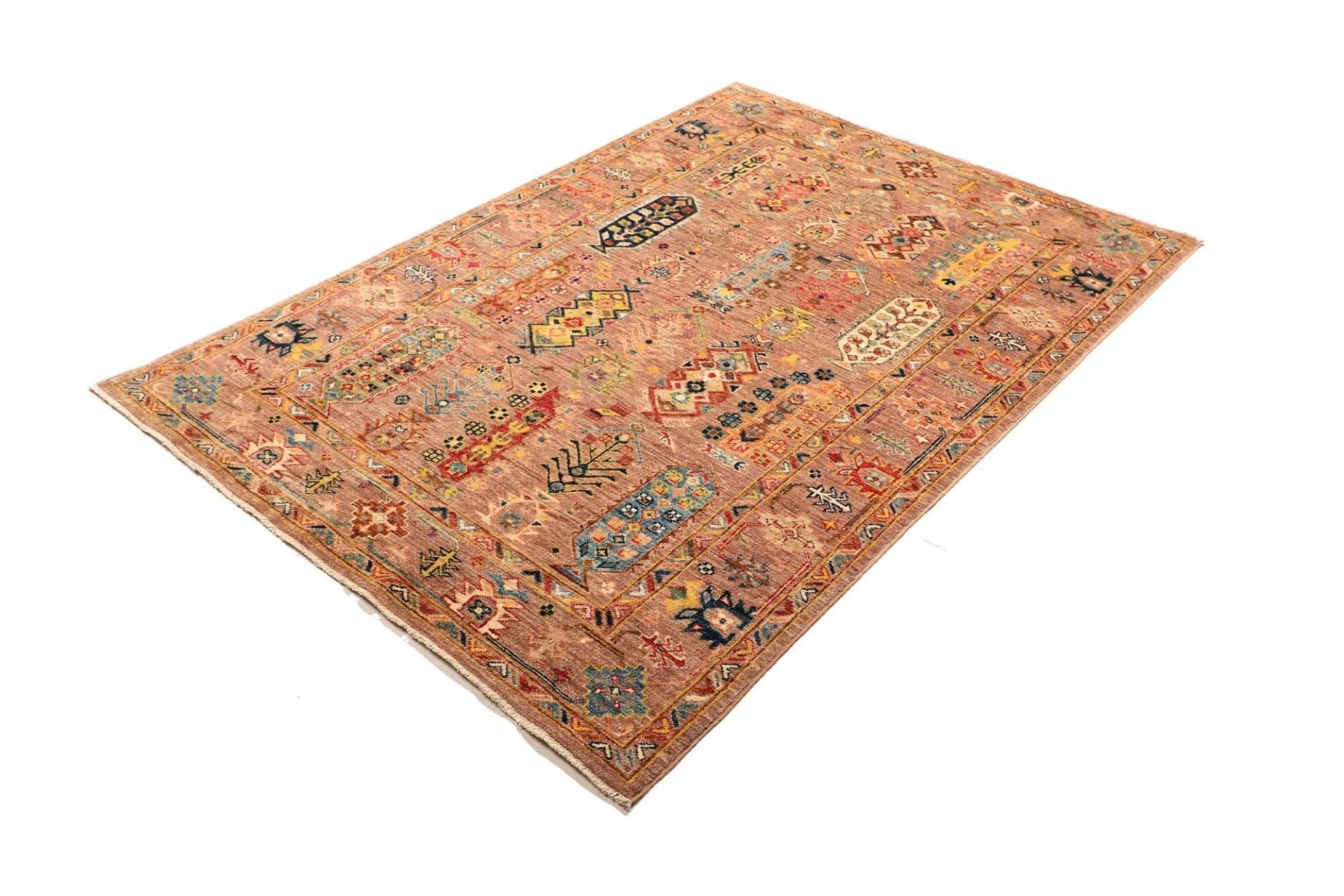 Hand-Knotted Wool Samarkand Pakistani Rug, 132 × 180 cm