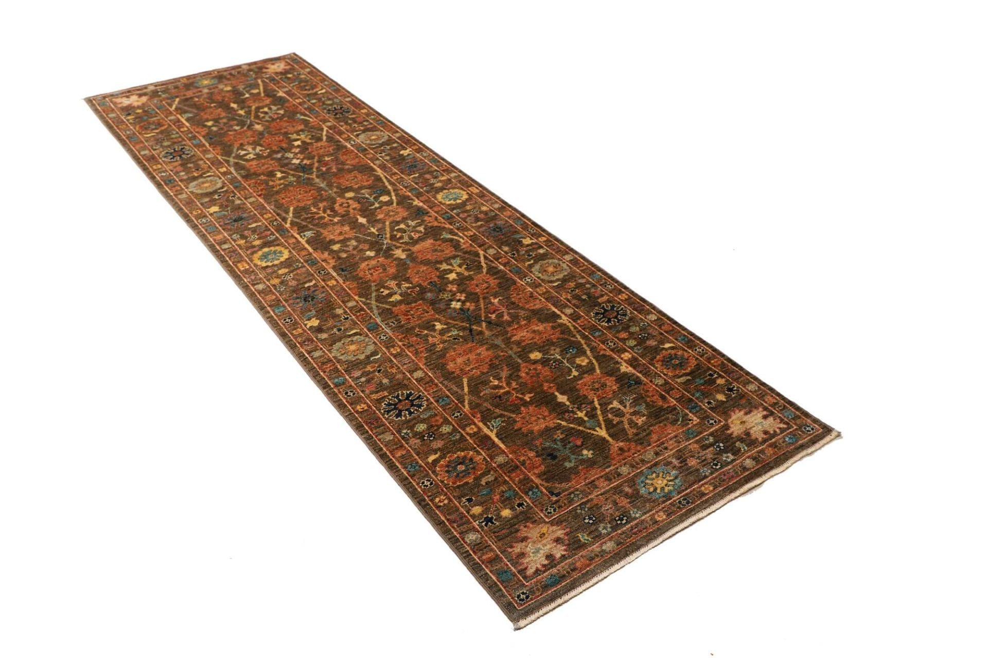 Hand-Knotted Wool Ziegler Pakistani Rug, 83 × 257 cm