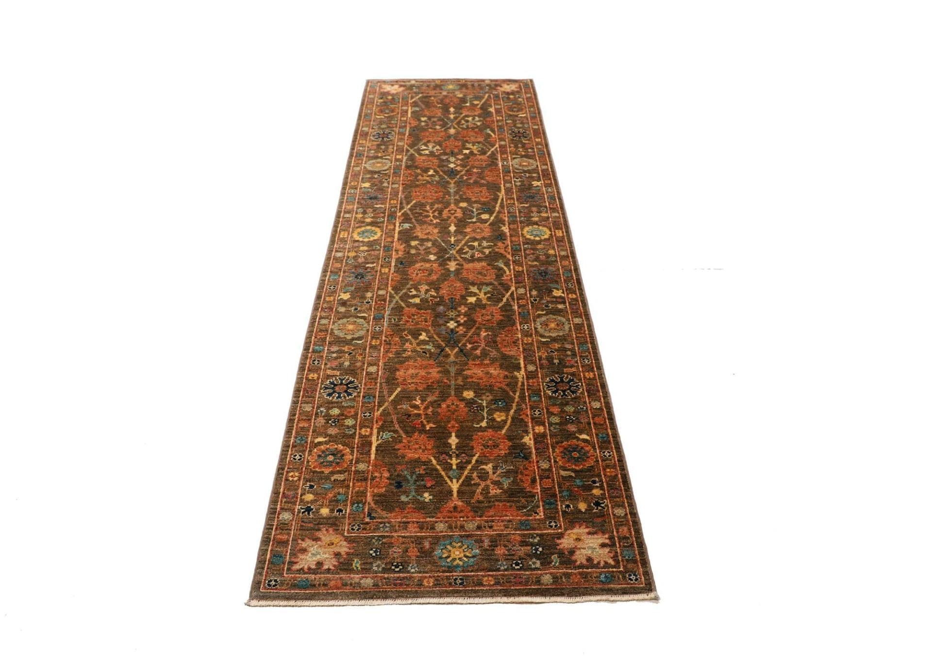 Hand-Knotted Wool Ziegler Pakistani Rug, 83 × 257 cm