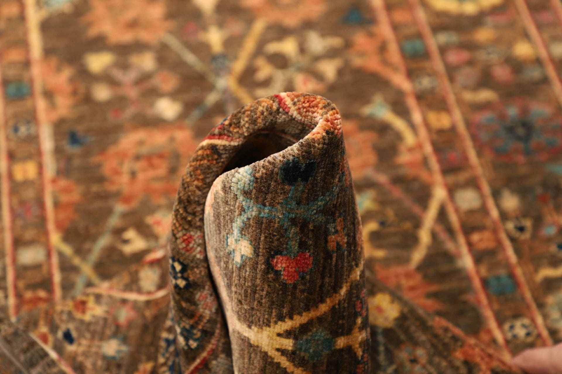 Hand-Knotted Wool Ziegler Pakistani Rug, 83 × 257 cm