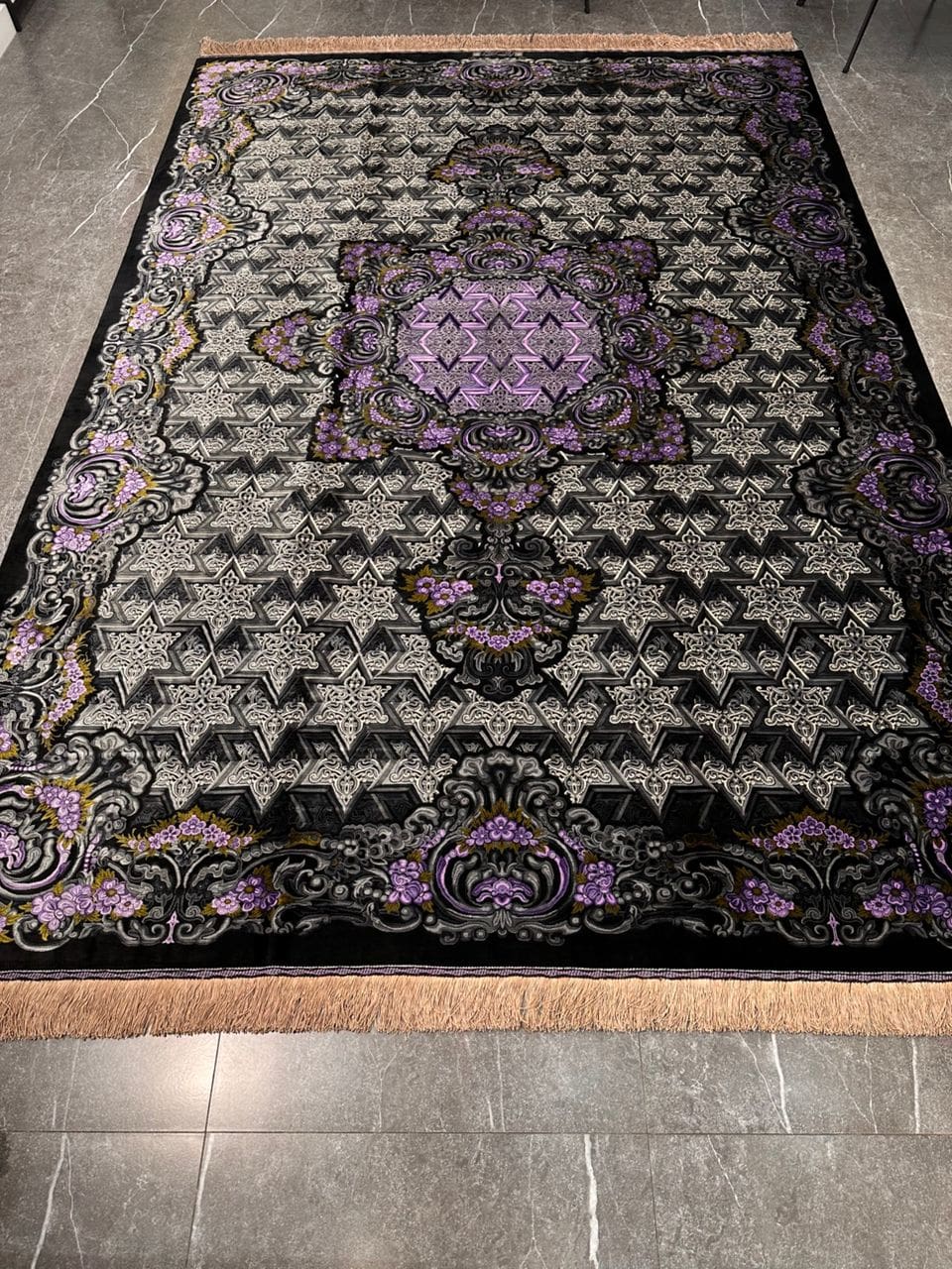 Hand-Knotted Silk Qom Persian Rug, 286 × 196 cm