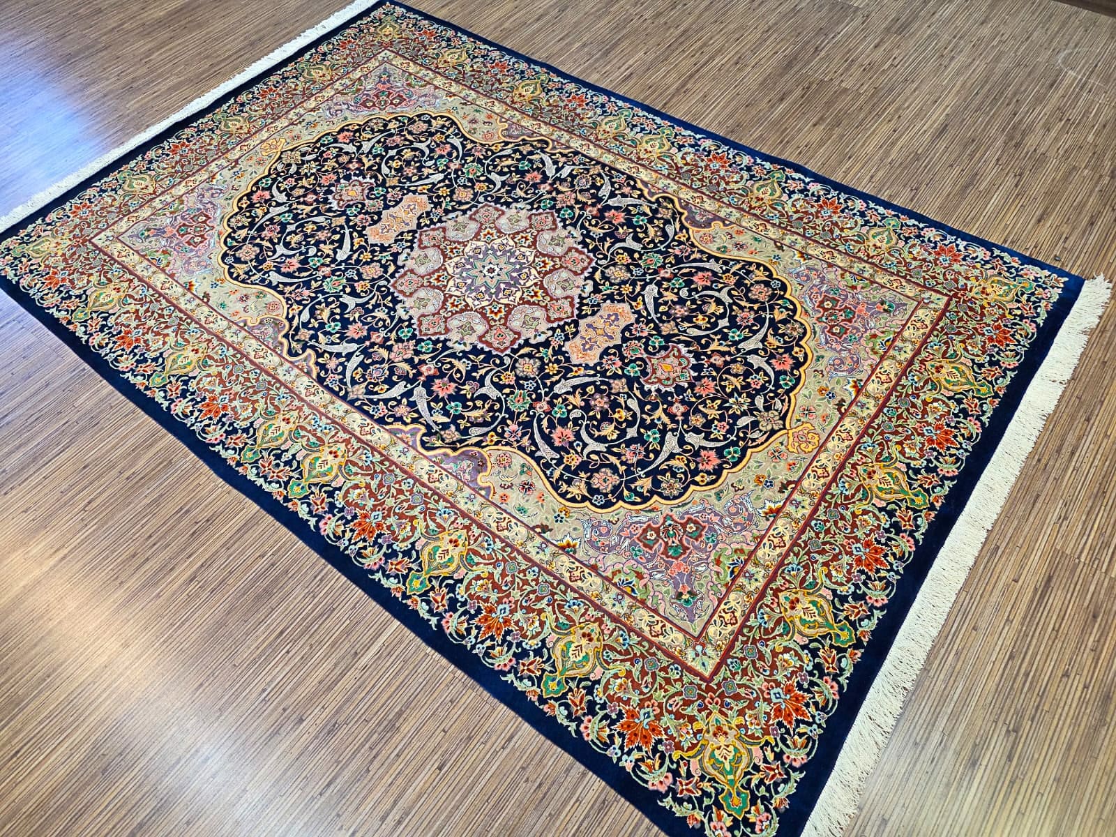 Hand-Knotted Wool & Silk Isfahan Persian Rug, 200 × 140 cm