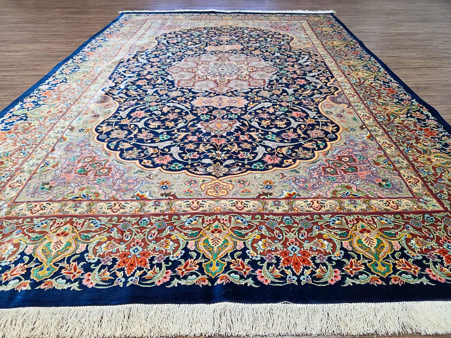 Hand-Knotted Wool & Silk Isfahan Persian Rug, 200 × 140 cm