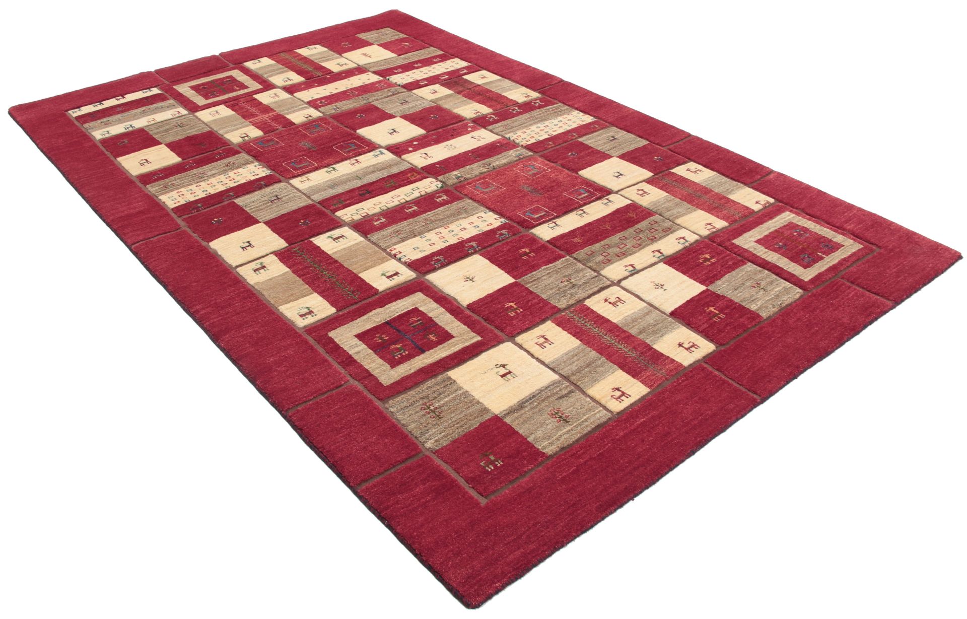 Gabbeh Persian Rug 202 × 305 cm, Wool, hand-knotted
