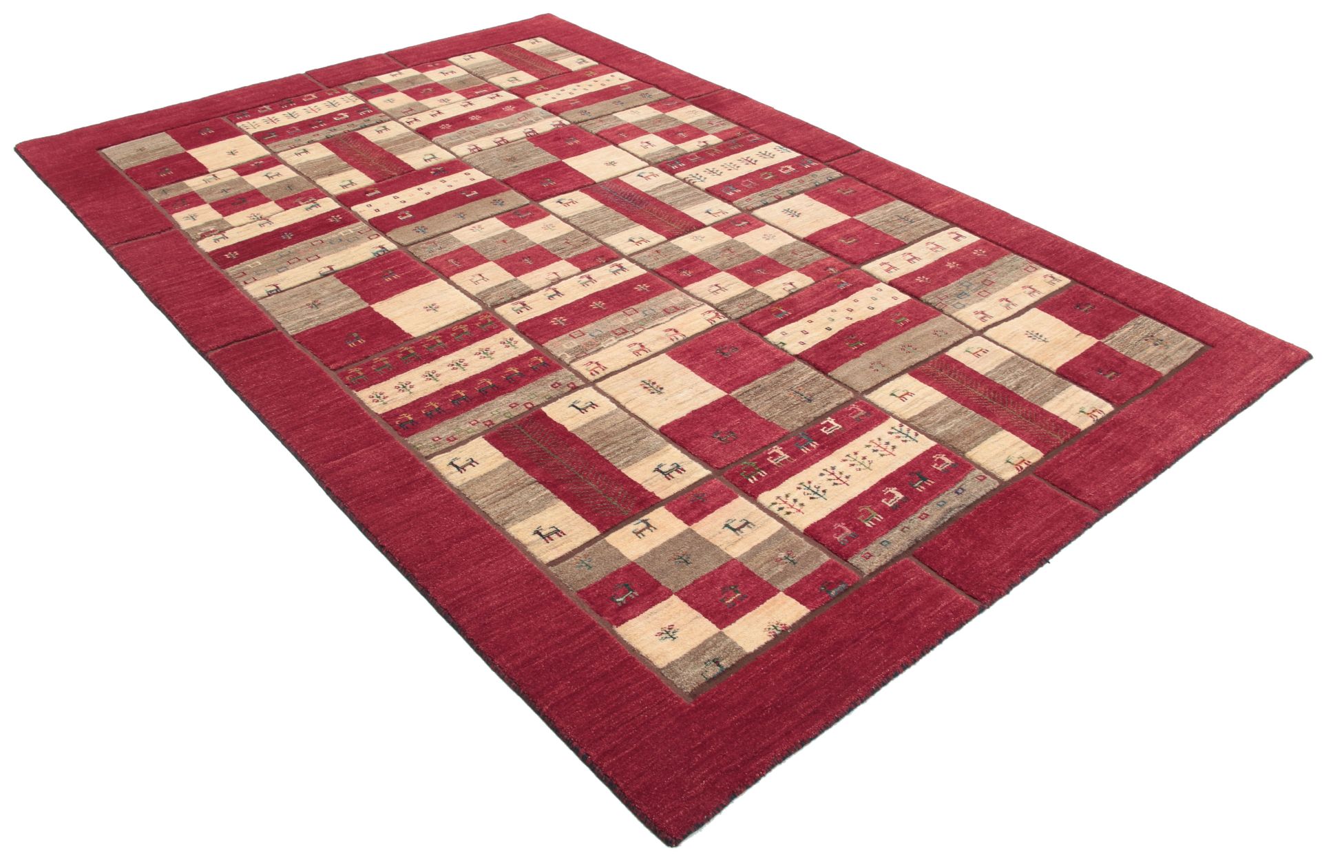 Hand-Knotted Wool Gabbeh Persian Rug, 203 × 305 cm