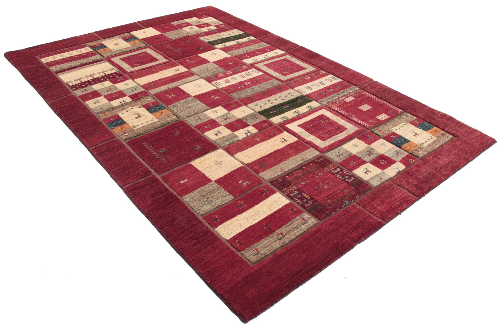 Hand-Knotted Wool Gabbeh Persian Rug, 200 × 300 cm
