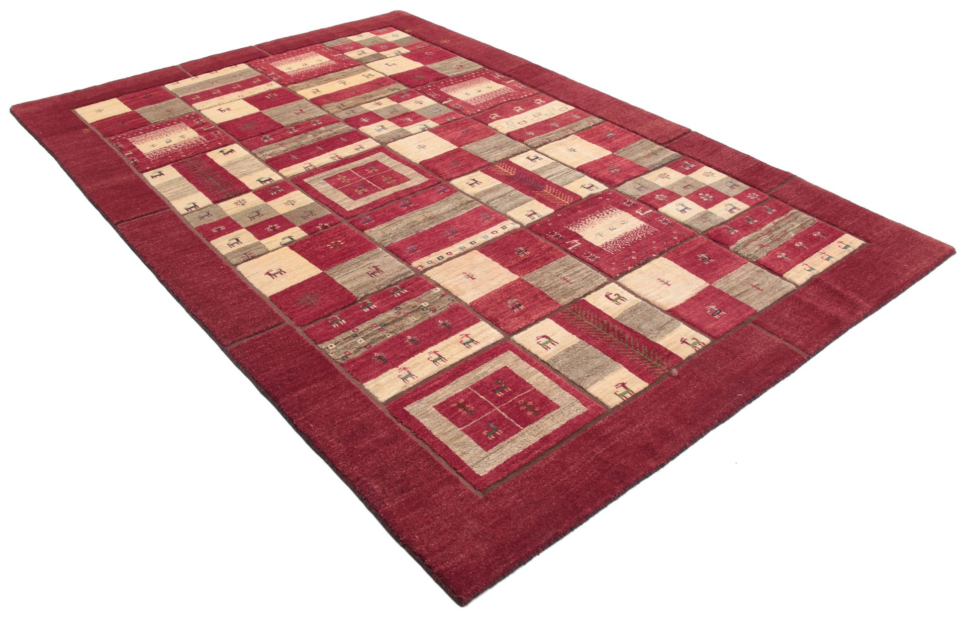 Hand-Knotted Wool Gabbeh Persian Rug, 204 × 300 cm