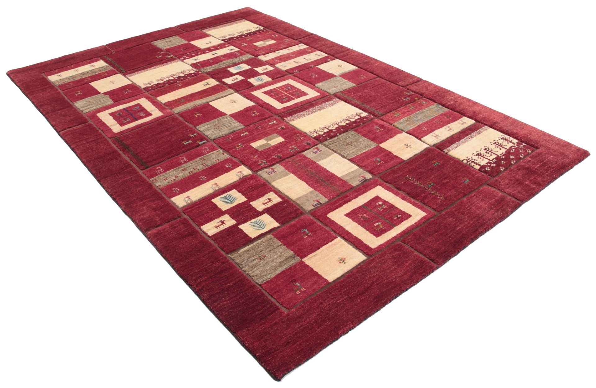 Hand-Knotted Wool Gabbeh Persian Rug, 204 × 305 cm