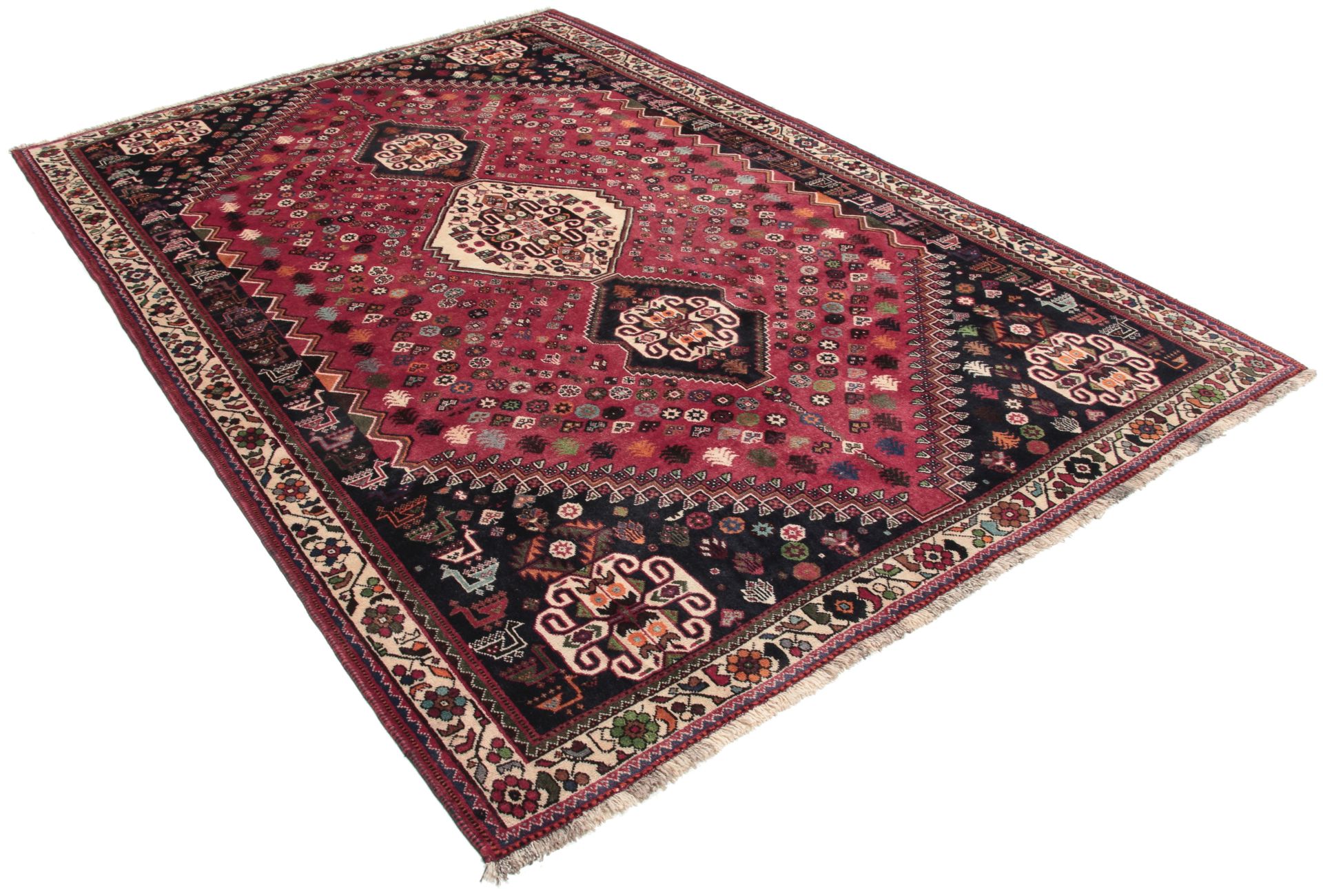 Hand-Knotted Wool Qashqai Persian Rug, 185 × 280 cm
