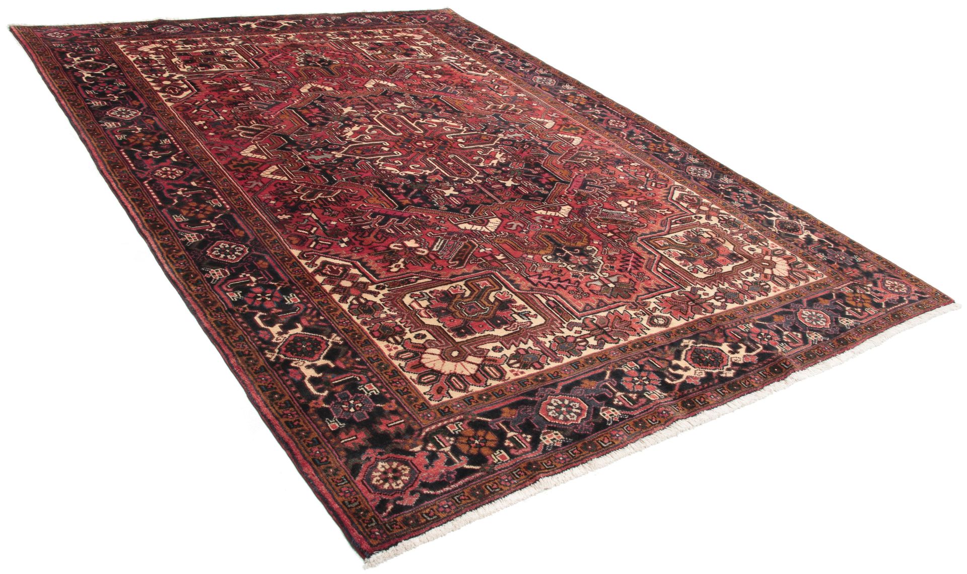Hand-Knotted Wool Heriz Persian Rug, 207 × 285 cm