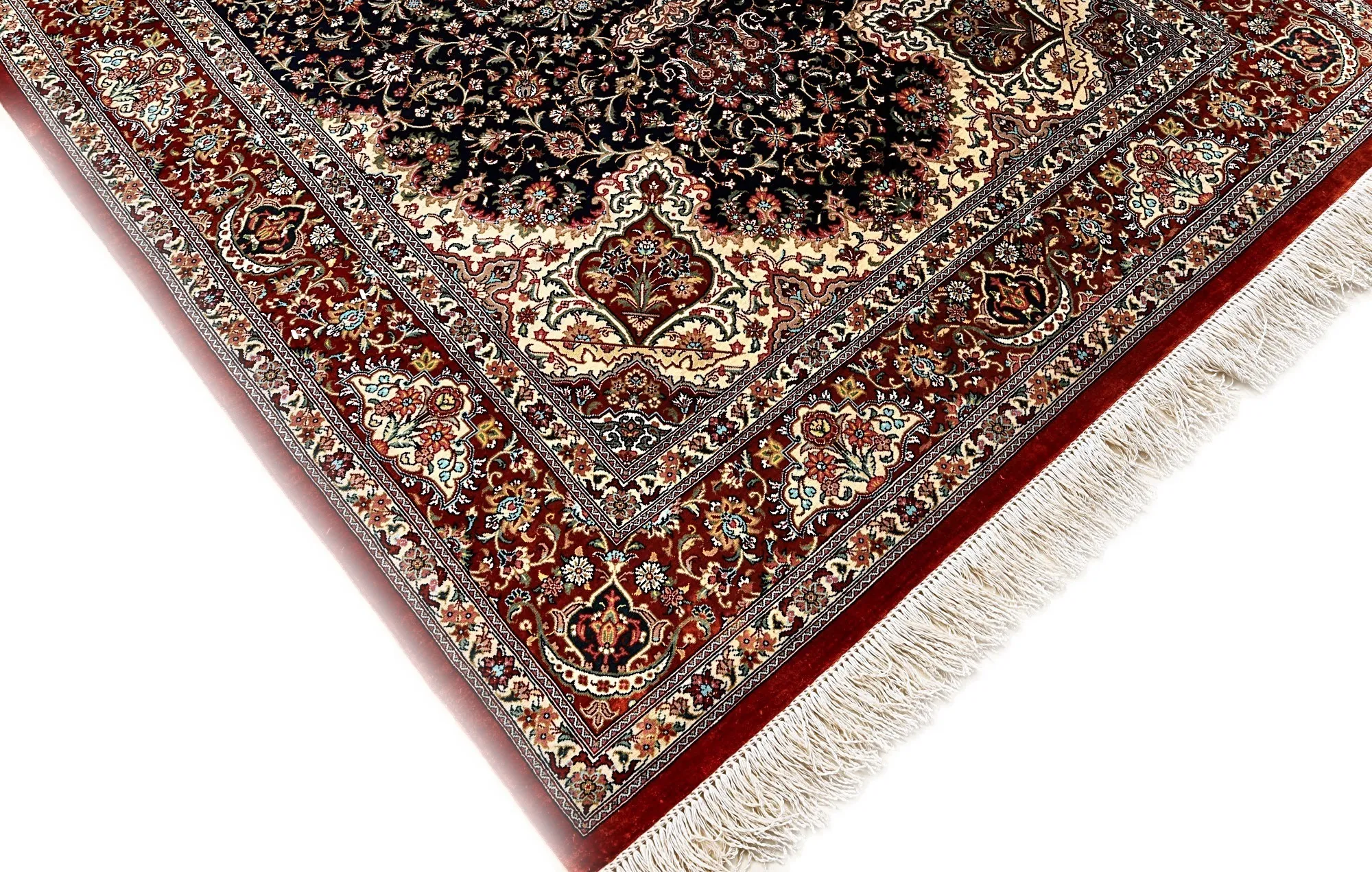 Hand-Knotted Silk Qom Persian Rug, 154 × 102 cm