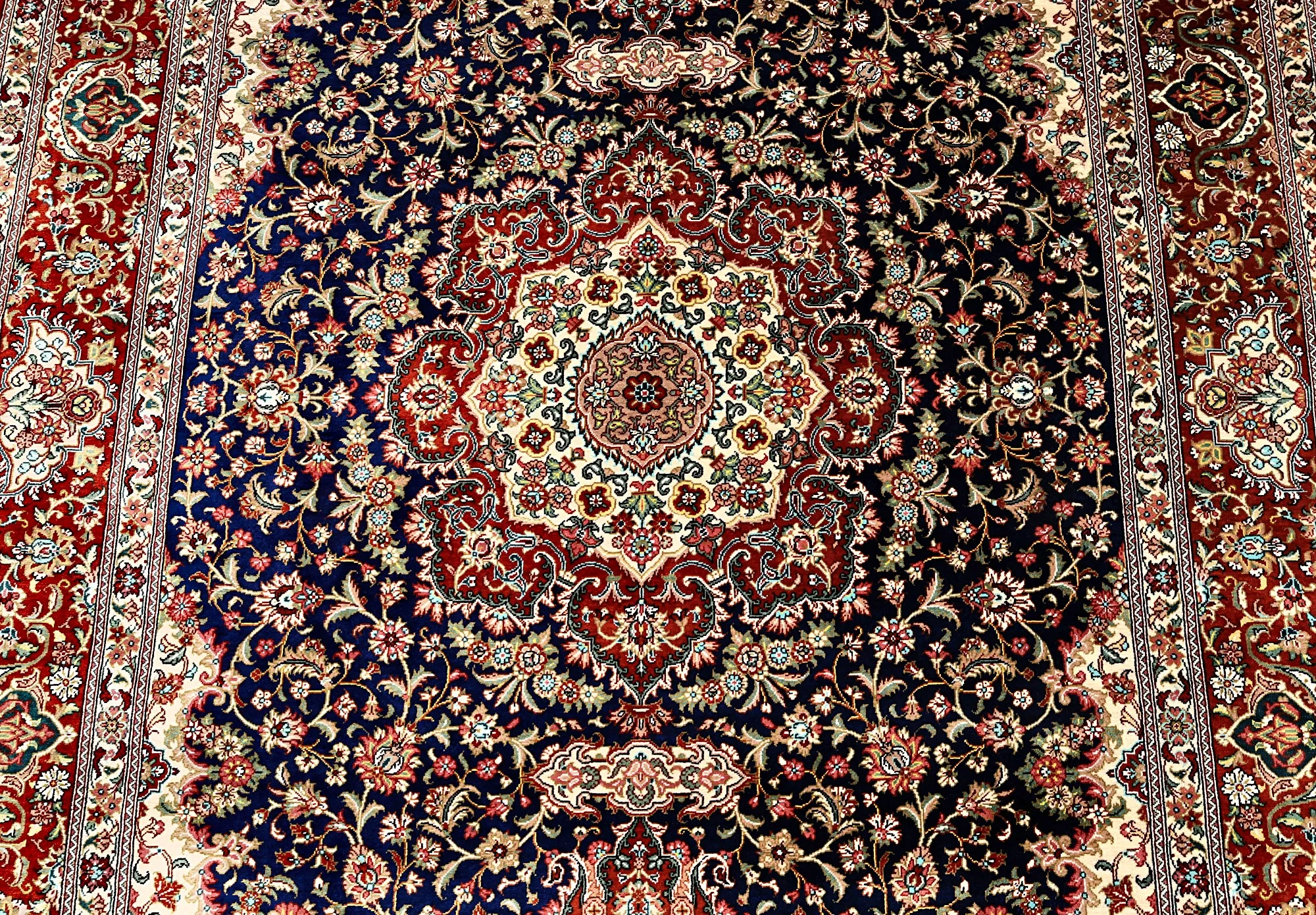 Hand-Knotted Silk Qom Persian Rug, 154 × 102 cm